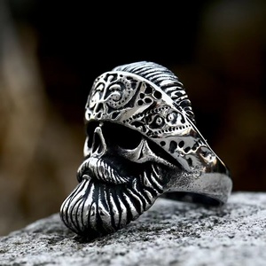 Bijoux de moto Vintage en acier inoxydable, grands anneaux gothiques lourds avec crâne Punk pour hommes et garçons - Product Image 3