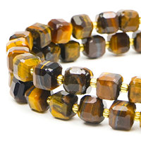 Perles en cube facetté œil de tigre Xulin en gros, 6, 8, 10 mm, pierres précieuses naturelles en forme de dés carrés avec effet chatoyant