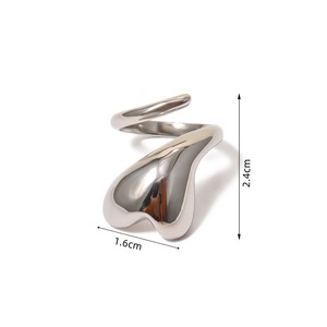 Bague ouverte en forme de coeur Fashion Simple Heart Open Ring Girl Jewelry - Product Image 5