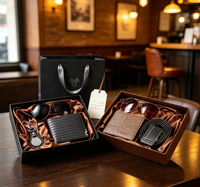 Set de Regalo de 4 Piezas: Reloj de Cuarzo + Gafas de Sol + Llavero + Cinturón, Set de Regalo de Lujo para Hombre, Regalos para Padrinos de Boda