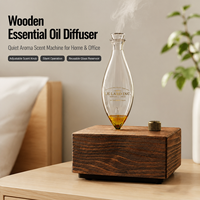 Diffuseur nébulisateur en verre et bois HIITII pour huiles essentielles pures, aromathérapie domestique, silencieux, faible consommation, fonction de minuterie, garantie 1 an