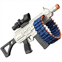 Pistolet Mitrailleur Électrique, Lanceur de Jouets avec 30 Fléchettes en Mousse et 15 Clips en Mousse, Jouets de Tir en Plein Air pour Enfants de 6 à 12 Ans