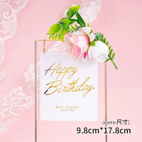 Hochwertige Eisen kuchen deckel dekoration Acryl runder quadratischer Kuchen deckel mit Blume für alles Gute zum Geburtstag cae Topper dekoration