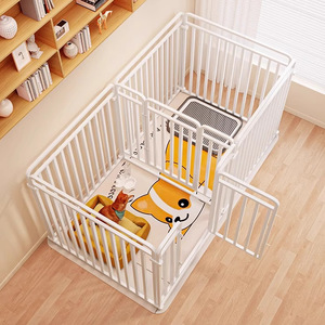 Pet Pens Rectangle Iron Easy Assembled For Small Medium Dogs With Animal Pattern Indoor Use - Product Image 1