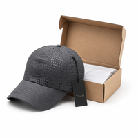 Casquette de baseball personnalisée avec logo découpé au laser, gris anthracite, perforée, respirante, haute performance, 6 panneaux, casquette de sport OEM