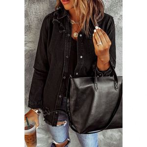 Nouvelle chemise déchirée à manches longues <span class=keywords><strong>pour</strong></span> femmes, vestes, veste décontractée <span class=keywords><strong>en</strong></span> jean noir <span class=keywords><strong>pour</strong></span> femmes - Product Image 3