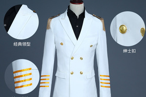 <span class=keywords><strong>Abito</strong></span> da Capitano da Uomo, Completo <span class=keywords><strong>Doppiopetto</strong></span> con Nappe e Spalline, Uniforme per Spettacoli, <span class=keywords><strong>Abito</strong></span> da Studio Fotografico - Product Image 2