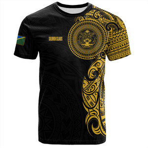 Camiseta de las Islas Salomón <span class=keywords><strong>para</strong></span> <span class=keywords><strong>Hombre</strong></span>, Personalizada de Fábrica, Estilo Polinesio, <span class=keywords><strong>Media</strong></span> <span class=keywords><strong>Manga</strong></span>, <span class=keywords><strong>Tatuaje</strong></span> Dorado con Sello, Negra, Tallas Grandes - Product Image 1