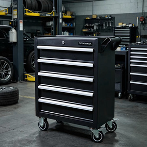 Chariot à outils 5 tiroirs en acier laminé à froid avec glissières à roulement à billes, chariot à outils robuste pour <span class=keywords><strong>garage</strong></span> et atelier - Product Image 5