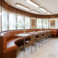 Table et chaise de restaurant rapide, canapé et banquette en marbre carré moderne, avec cadre en bois et revêtement en cuir, pour café.