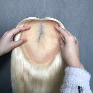 Extensiones de Cabello Remy de 6x8'', 7x9'', 8x10'' con Trama Recta, Base Mono Brasileña Natural de 14 Pulgadas, Densidad del 130%, Nudos Invisibles para Mujer - Product Image 4