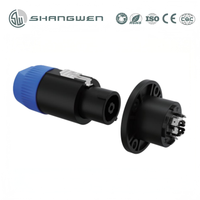 Connecteur audio durable pour haut-parleur, prise Speakon ronde intérieure 8 broches, coque en métal et plastique plaqué argent, conforme UL94 V-0
