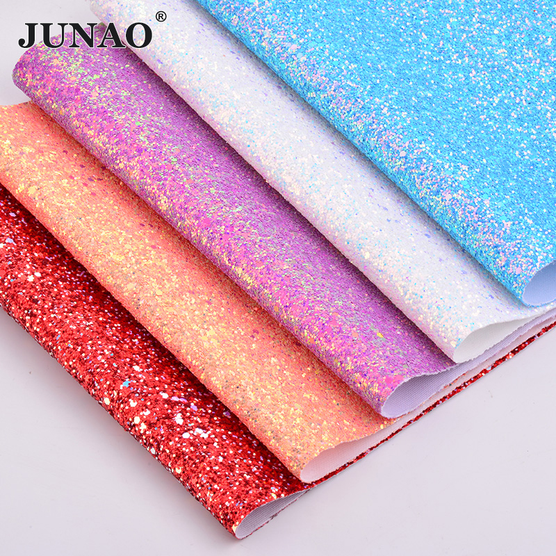 1 Meter Chunky Glitter Faux Artificial Leather Sequin Fabric PU Leather Synthetic Fabric Sheets Leatherette for DIY Crafts