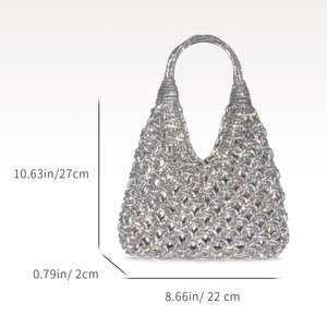Pochette unisexe haut de gamme en strass et plumes, tissée à la main, avec fermeture ouverte, forme boulette, idéale pour les soirées et les danses - Product Image 4