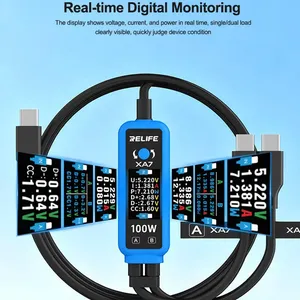 อะแดปเตอร์ชาร์จเร็ว RELIFE <span class=keywords><strong>XA7</strong></span> หน้าจอดิจิตอล 1 ต่อ 2 กำลังไฟ 100W พร้อมระบบตรวจสอบแบบเรียลไทม์ รองรับโทรศัพท์มือถือระบบปฏิบัติการ Android และ iPhone ช่องเสียบ Type-C - Product Image 3