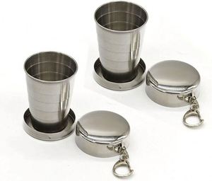 แก้วน้ำสแตนเลสสีเงินแบบคลาสสิก เก็บความร้อน พกพาสะดวก สำหรับเดินทาง แคมป์ปิ้ง พับได้ ยืดหดได้ - Product Image 2