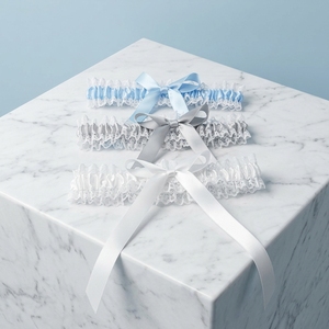 Jarretière de mariée en satin bleu-<span class=keywords><strong>gris</strong></span> pas chère avec nœud décoratif, ceinture de jambe, accessoire cadeau pour demoiselles d'honneur et invitées, fournitures de mariage - Product Image 1
