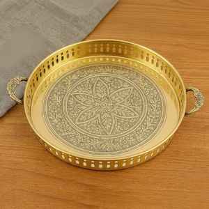 Handcrafted Brass <b>Decorative</b> <b>Tray</b> for Home Decor Elegant Metal Serving <b>Tray</b> with Antique Finish Luxury Table Centerpiece <b>Tray</b> - Product Image 1