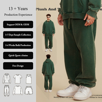 Pantalon de jogging vintage délavé avec revers côtelés et poches latérales pour homme, en molleton épais doux 400 GSM, confortable et vierge