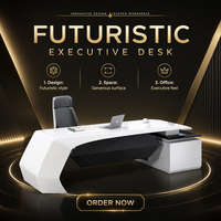 Scrivania da Ufficio Direzionale Moderna per Computer con Mobile Laterale Grande Arredo Commerciale di Design per Manager