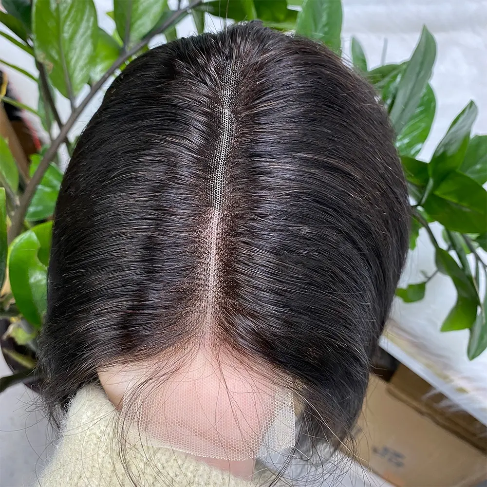 2x6 Perruques courtes à double tirage en cheveux bruts vietnamiens avec lace frontale Perruques Bob droites pour femmes noires