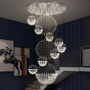 Современное дуплексное здание, большая Хрустальная люстра, лампа для лестницы, длинная люстра, люстра для виллы, вестибюля отеля, полый потолочный светильник в наличии - Product Image 1