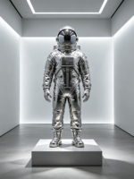 Sculpture d'astronaute en acier inoxydable poli miroir |   Statue d'astronaute personnalisable pour l'extérieur et l'intérieur