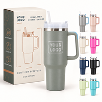 Gobelet isotherme de 40 oz avec poignée, paille réutilisable, base porte-gobelet, en acier inoxydable Stannllayes, tasse de voyage pour l'hydratation quotidienne