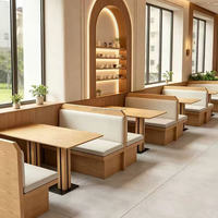 Ensemble de canapés d'angle semi-circulaires modernes en bois massif, sur mesure, 4 places, pour salons de thé et restaurants commerciaux