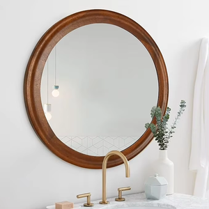 Handcrafted <b>Round</b> Solid Wooden <b>Wall</b> <b>Mirror</b> Minimalist Decorative Vanity Accent <b>Mirror</b> for Bedroom Entryway Home Decor - Product Image 3