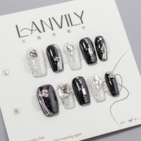 RONIKI Faux Ongles Courts Arrondis à Presser, Sûrs pour le Travail Quotidien, Réutilisables, en Gel, Manucure Simple pour Femmes