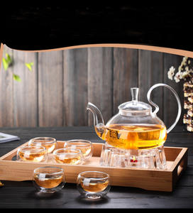 Service à thé en verre avec plateau, service à thé Kung Fu, théière en verre résistant aux hautes températures, bougeoir en forme de cœur - Product Image 2
