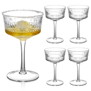 Vintage Long Stem Embossed Texture <strong>Martini</strong> <strong>Glass</strong> Cup Coupe Cocktail Goblets - Product Image 6