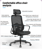 Mobilier de bureau Moderne Manager Executive Haut dossier Pivotant Ergonomique Chaise de bureau en tissu maillé
