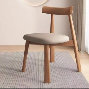 Chaise de salle à manger nordique en bois massif, fauteuil moderne de luxe léger pour hôtel et maison, chaise à dossier noir, tabouret de <span class=keywords><strong>bar</strong></span> L035 - Product Image 5