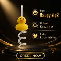 Pailles en plastique en forme de canard, décoratives pour fêtes, accessoires pour gobelets de bar
