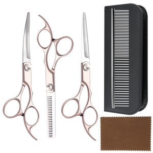 Pet Grooming Scissors Set Stainless Steel Curved Shears For Dog Hair Trimming Teddy Bear Grooming Kit With Case And Cloth - Product Image 1