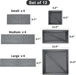 Ingrosso 12 pezzi come un Set pieghevole in tessuto cassettiera organizzatore contenitori di stoccaggio per abbigliamento scatola di immagazzinaggio - Product Image 6