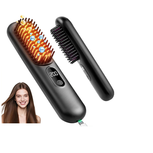 Negative Ion Wireless Hair Straightener Brush Portable Rechargeable Hair Care Styling Tool No Damage Ceramic Heating Detangling - Product Image 2