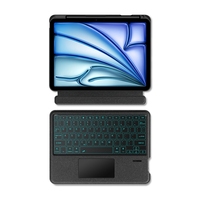 Étui pour tablette en cuir PU avec protection de clavier magnétique et emplacement pour stylet pour iPad Air 11 M2 2024, housse de clavier