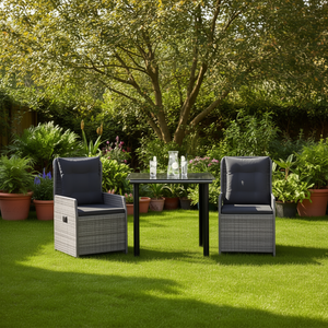 <b>Grey</b> Rattan Garden Dining Set 2 Seater Weather Resistant Outdoor Furniture Contemporary Style Steel <b>Frame</b> - Product Image 2