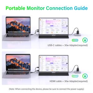 Moniteur portable tactile QHD 1440P de 15,6 pouces, 60 Hz, HDR, écran mat, luminosité 250 nits, pour ordinateur portable de bureau professionnel - Product Image 4