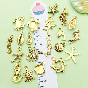 Pendentif sirène et dauphin en alliage d'or antique, formes variées, placage en alliage de zinc pour la fabrication de bracelets, accessoires de bijoux DIY - Product Image 3