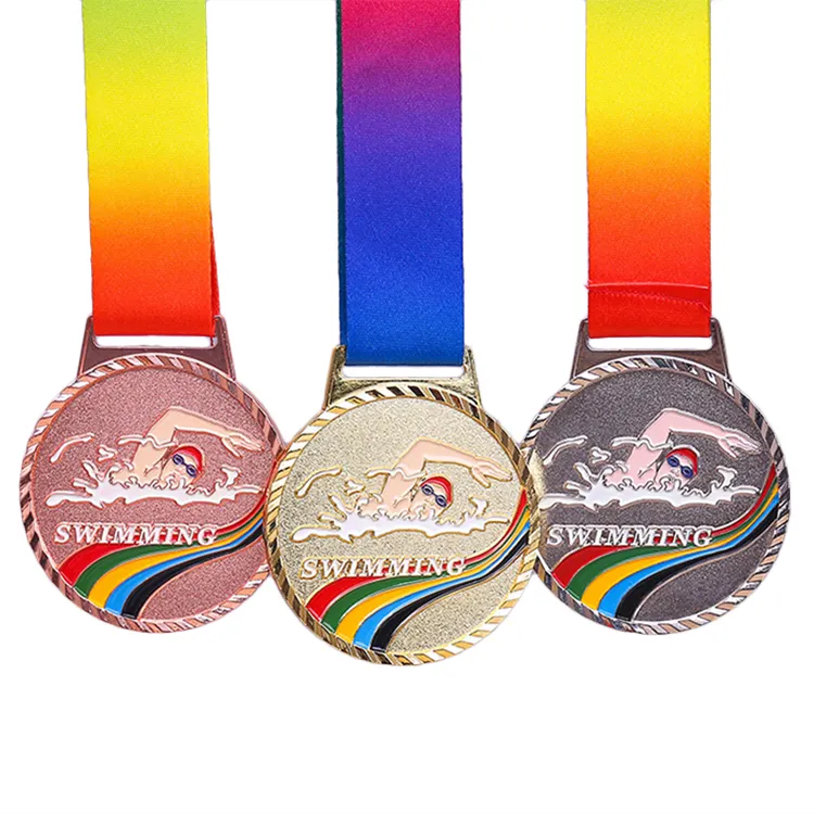 Firecore — ruban en alliage de Zinc 3D personnalisé, de haute qualité, en métal doré, pour natation, Marathon, course à pied, Sport, médaille