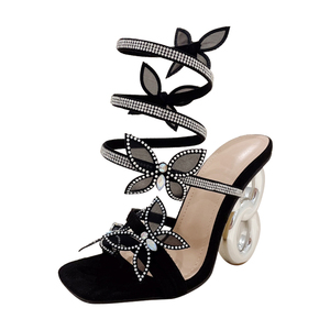 Nuevas Sandalias con Pedrería en Forma de Serpiente para Mujer, Tacón Grueso, Punta Abierta, Estilo Romántico, Tacones Altos - Product Image 6