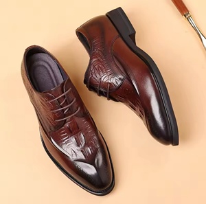 Chaussures habillées Oxford en cuir véritable pour hommes, à bout fermé, à enfiler, imperméables, intemporelles et légères - Product Image 1