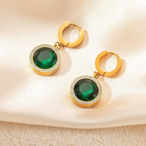 Juego de Joyería para Mujer al por Mayor, Chapado en Oro, Acero Inoxidable, Circonita, Pendientes Colgantes, Anillos Abiertos, Collar con Colgante Geométrico - Product Image 5