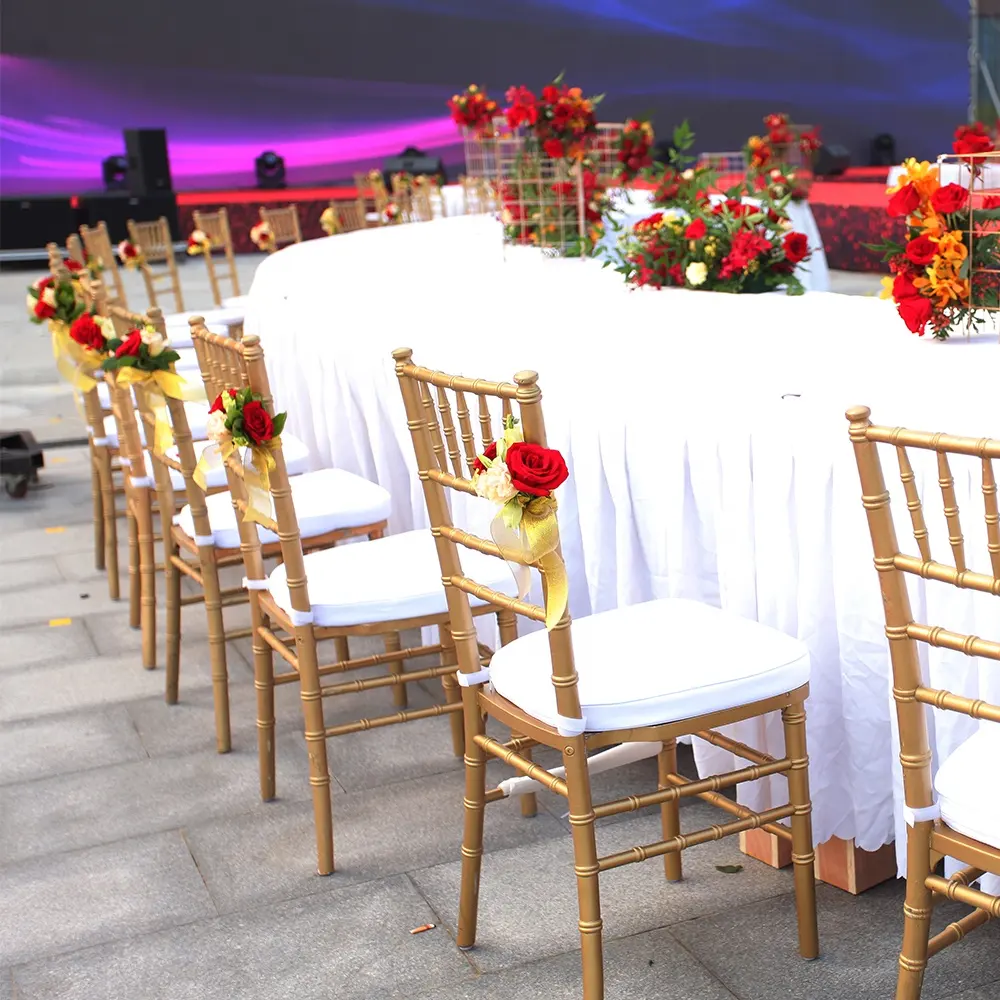 Sillas de madera para boda, muebles de Hotel de alquiler, sillas Chiavari blancas para banquete, evento de fiesta