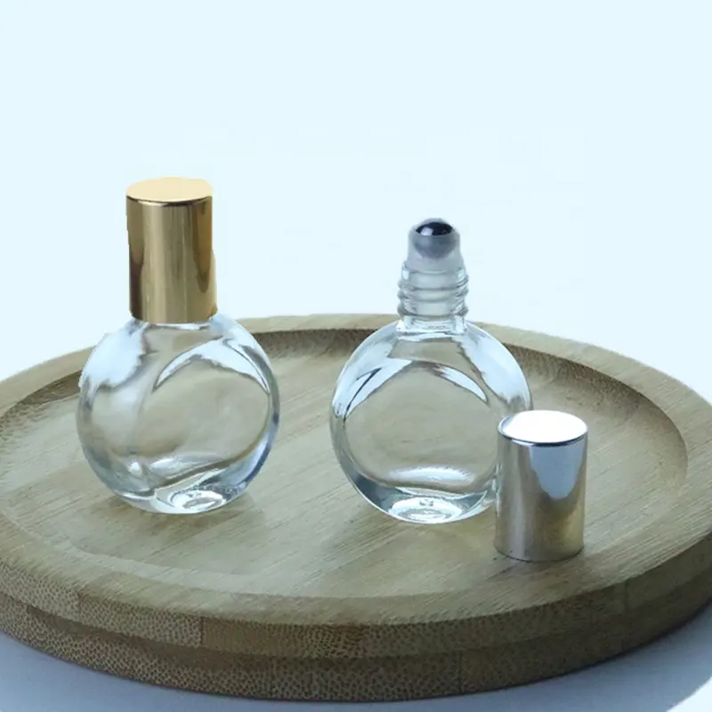Veloutan — bouteille à bille en verre transparent de 8ml, contenant unique en acier inoxydable pour huiles essentielles (NRB06)