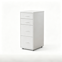 Armoire de rangement en métal blanche à 4 tiroirs, commode mobile étroite pour chevet, armoire de classement sous le bureau avec roulettes